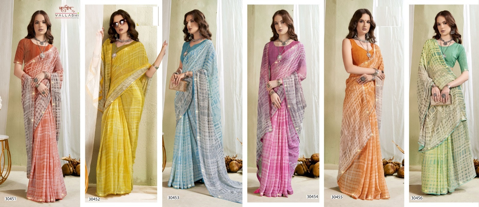 Divyanshi 3 Vallabhi Prints Georgette Sarees Wholesale Price