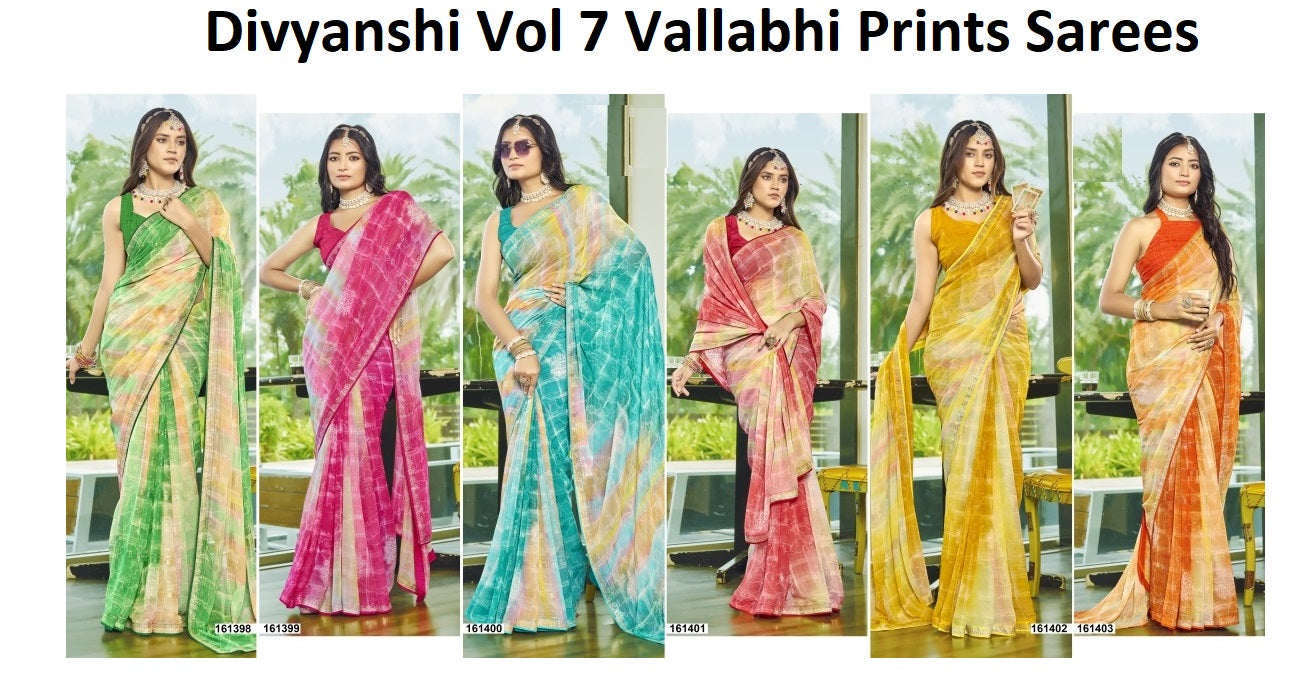 Divyanshi Vol 7 Vallabhi Prints Georgette Sarees Manufacturer Gujarat