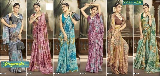 Divyanshi Vol 8 Vallabhi Prints Chiffon Sarees Supplier India