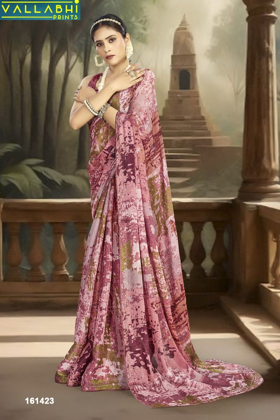 Divyanshi Vol 8 Vallabhi Prints Chiffon Sarees Supplier India
