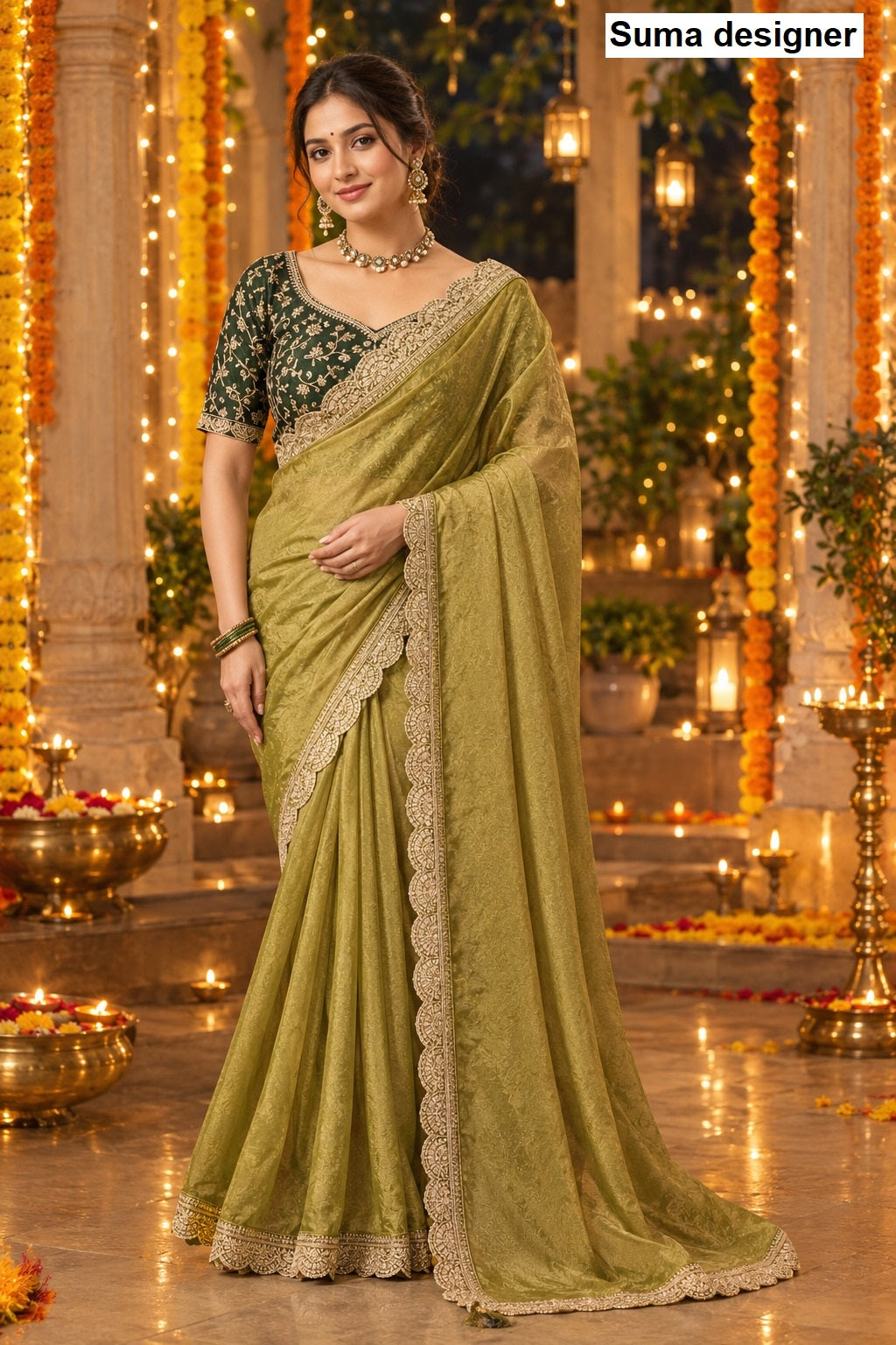 Diwali Special Suma Designer Nc Moss Sarees Wholesale
