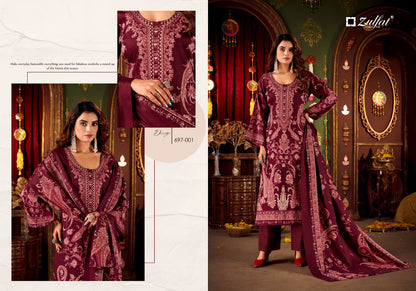 Diwaniyat 697 Series Zulfat Designer Karachi Pashmina Salwar Suits Manufacturer India