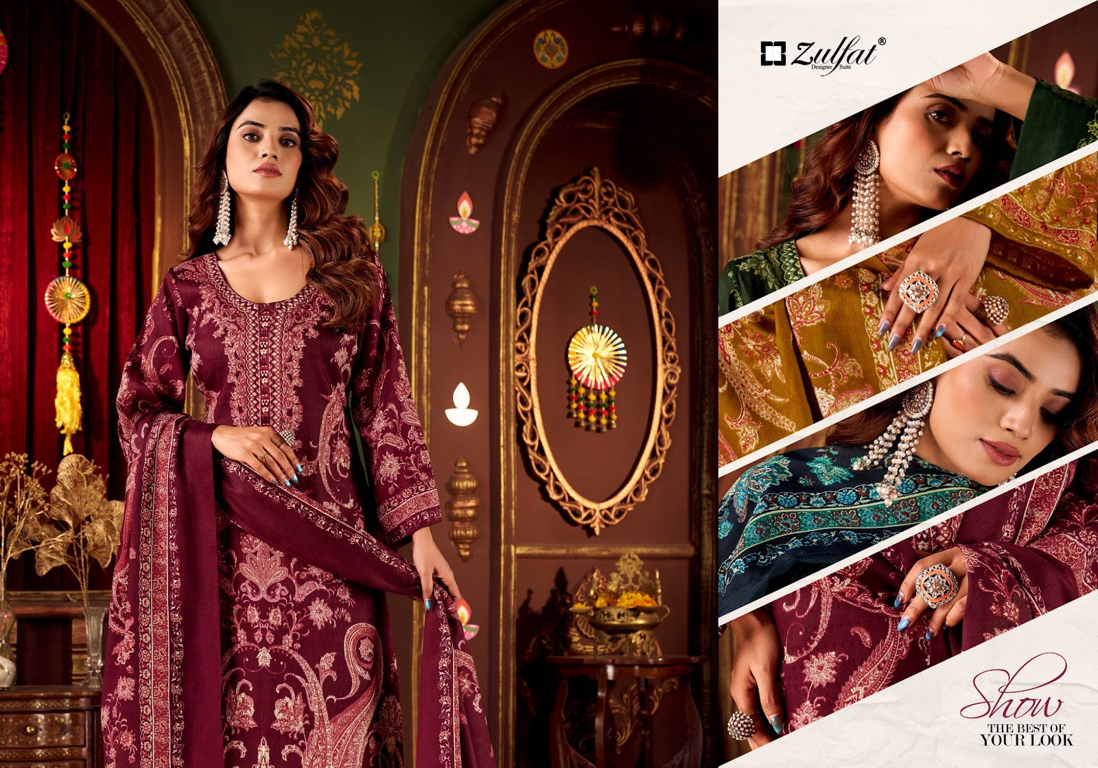 Diwaniyat 697 Series Zulfat Designer Karachi Pashmina Salwar Suits Manufacturer India