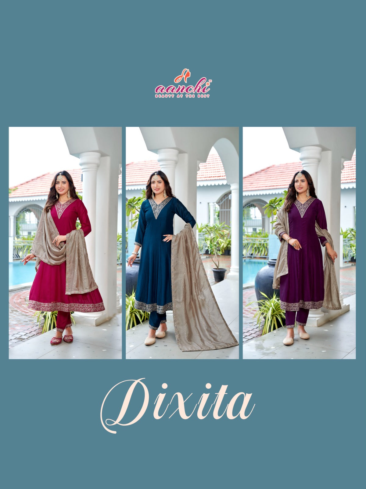 Dixita Aanchi Vichitra Silk Readymade Anarkali Suits Supplier India