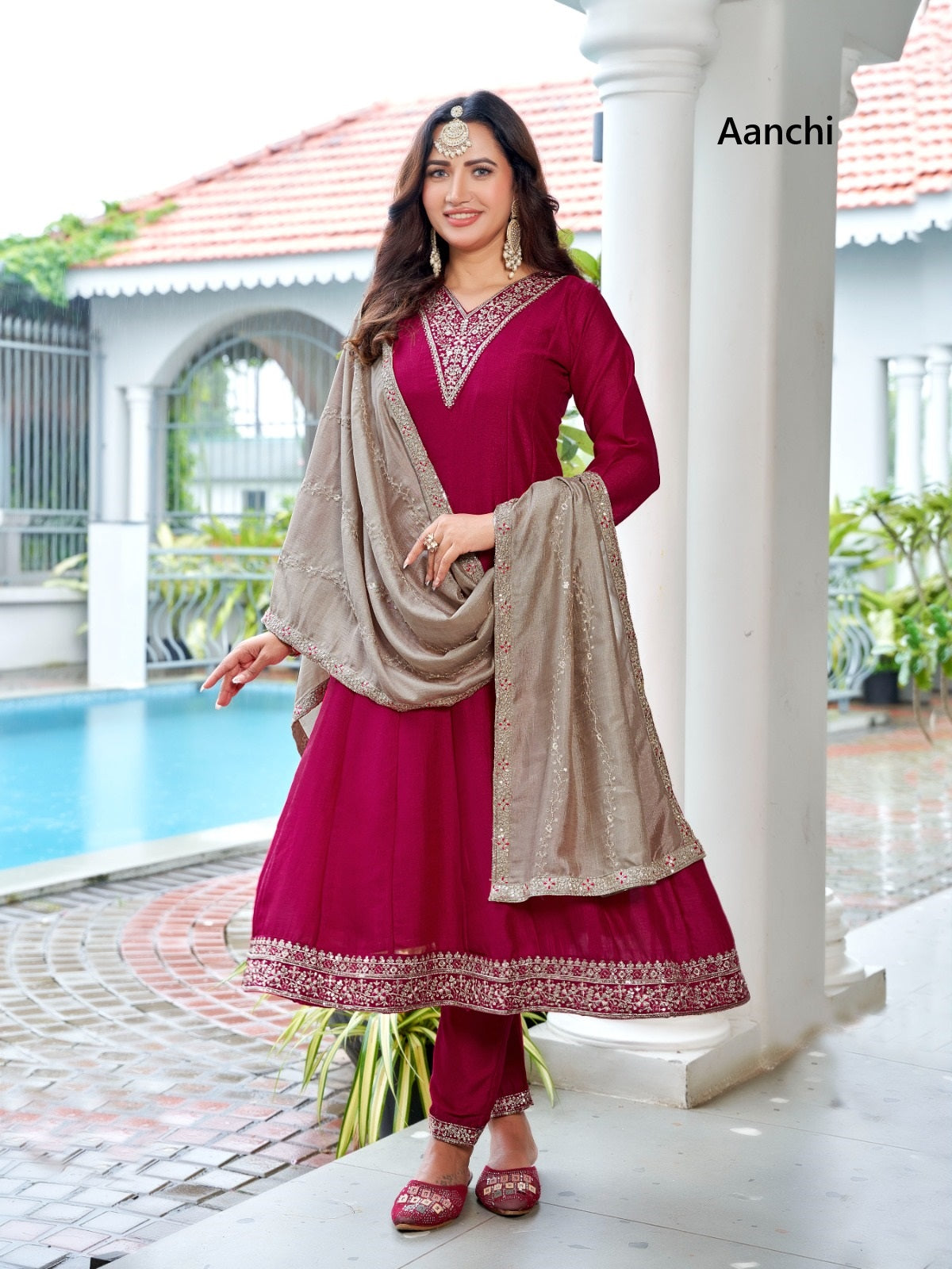 Dixita Aanchi Vichitra Silk Readymade Anarkali Suits Supplier India