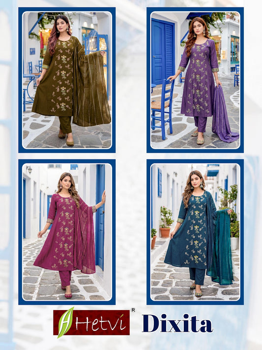 Dixita Hetvi Chanderi Readymade Anarkali Suits Exporter