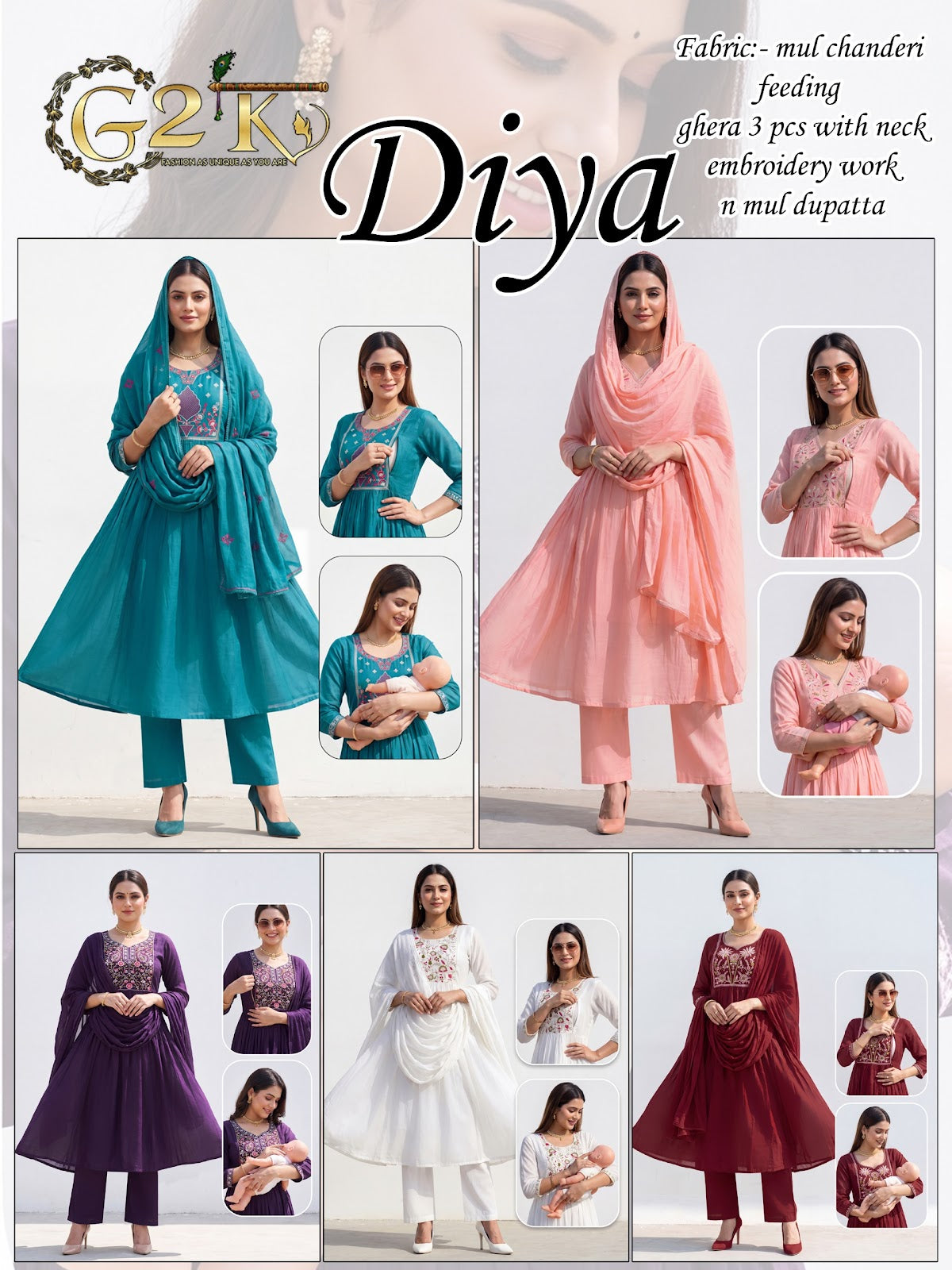 Diya G2K Chanderi Feeding Readymade Suit Exporter Gujarat