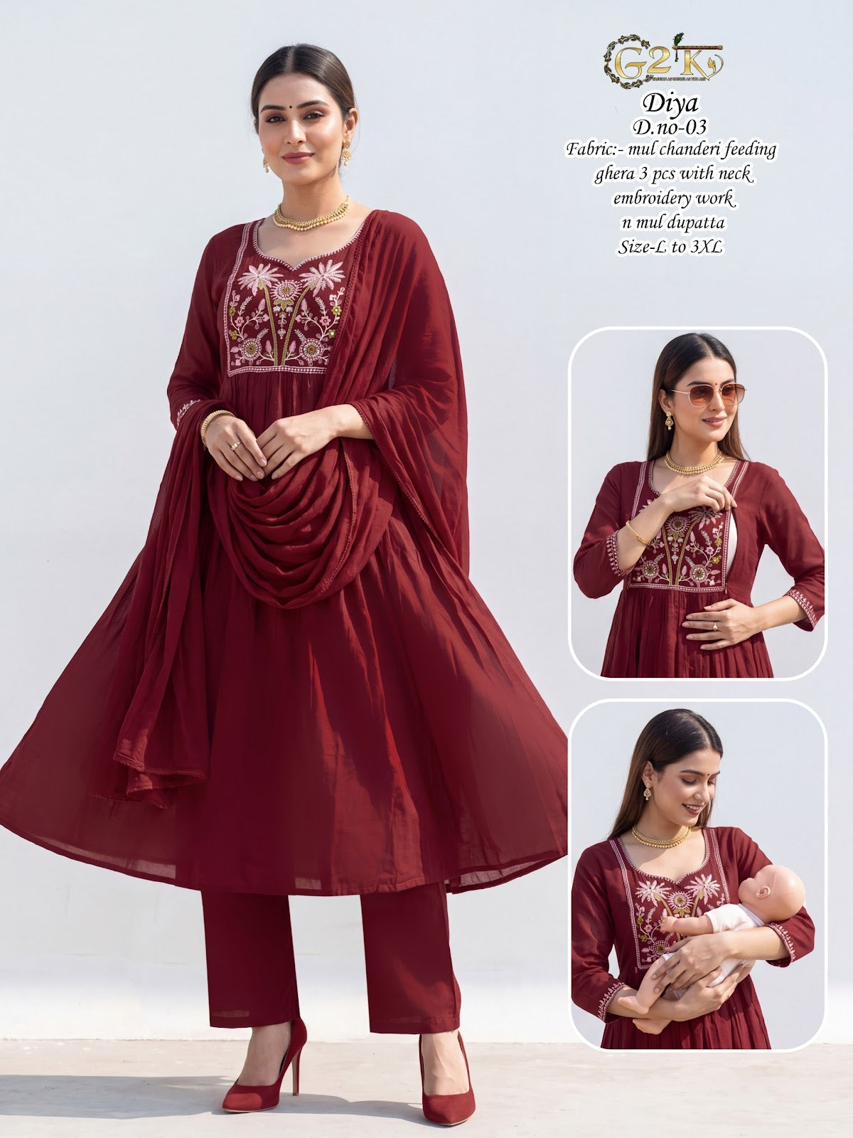 Diya G2K Chanderi Feeding Readymade Suit Exporter Gujarat