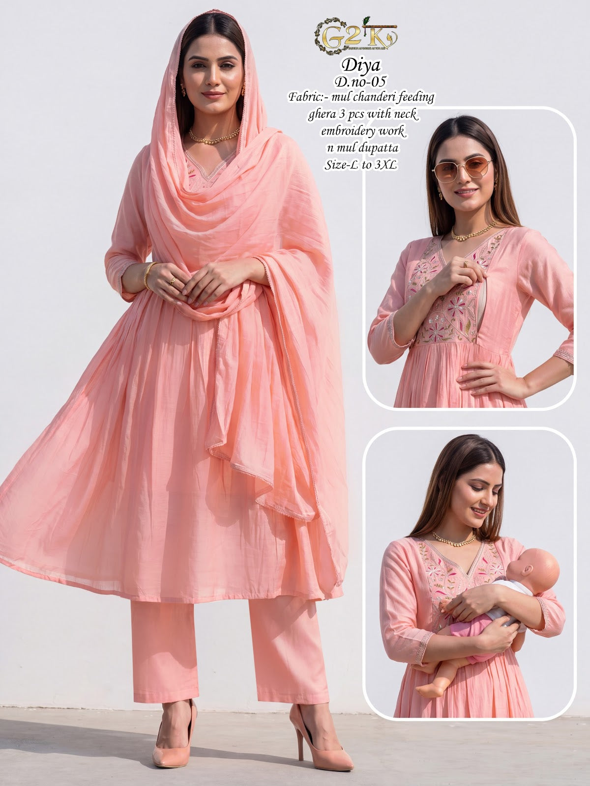 Diya G2K Chanderi Feeding Readymade Suit Exporter Gujarat