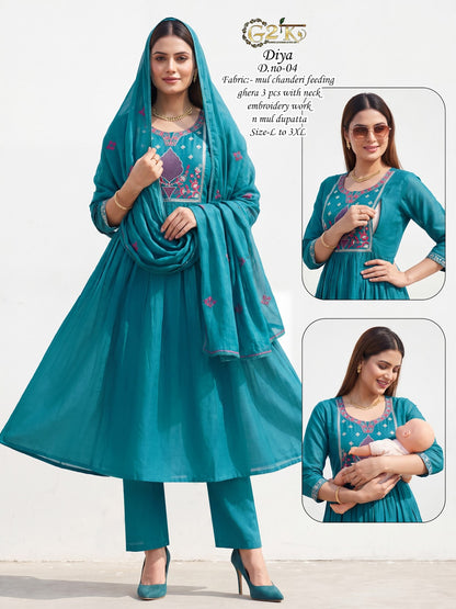 Diya G2K Chanderi Feeding Readymade Suit Exporter Gujarat