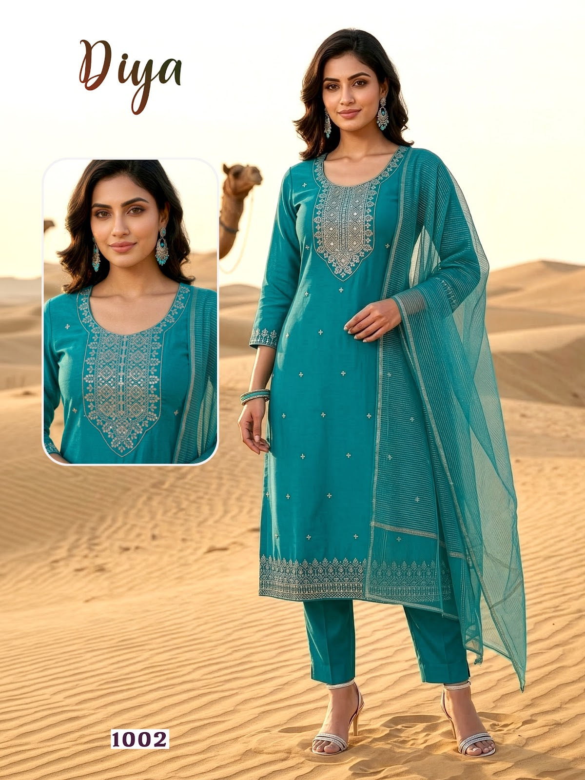 Diya Majisa Roman Silk Readymade Pant Style Suits Exporter India