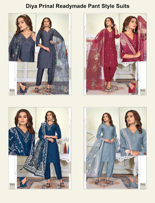 Diya Prinal Reyon Readymade Pant Style Suits Wholesaler