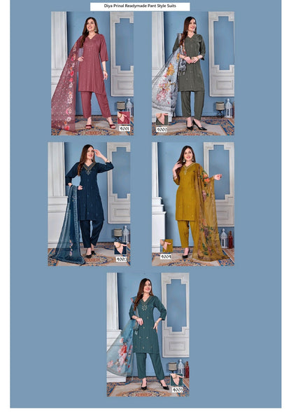 Diya Prinal Reyon Readymade Pant Style Suits Wholesaler India
