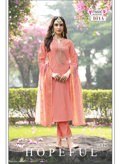 Diya Vol 2 Mystic 9 Roman Silk Readymade Pant Style Suits Exporter Gujarat