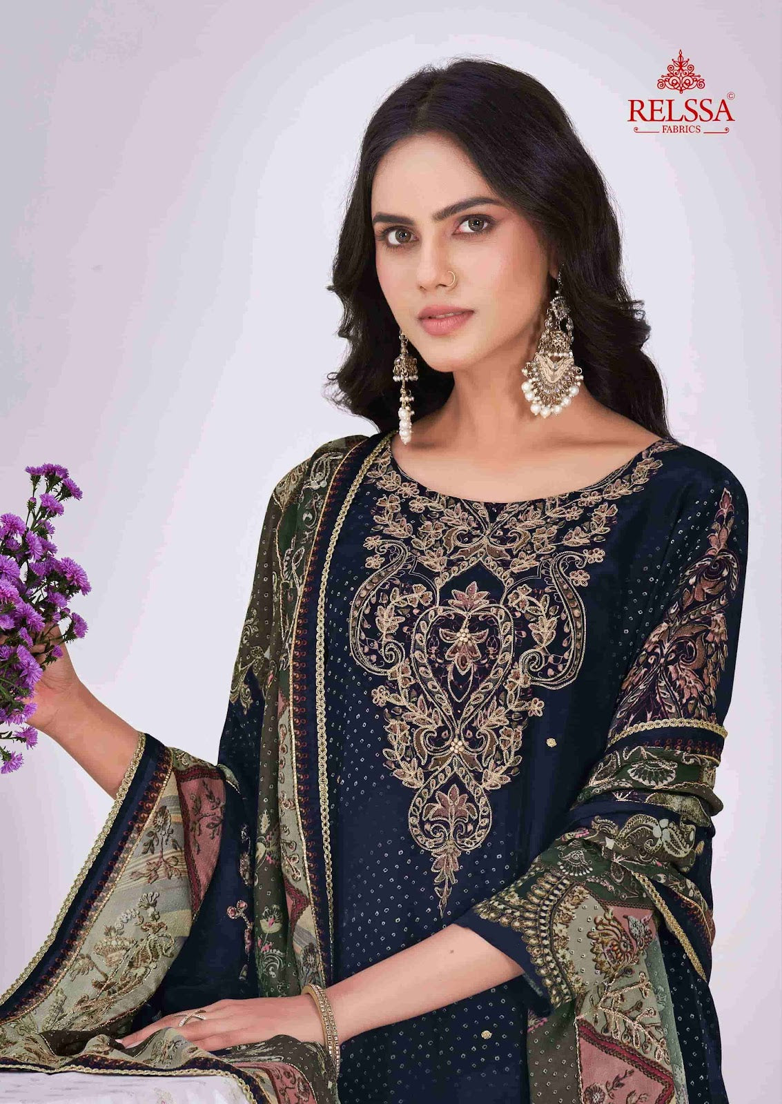 Diyaa Vol 3 Relssa Fabrics Natural Crape Pant Style Suits Wholesale Price