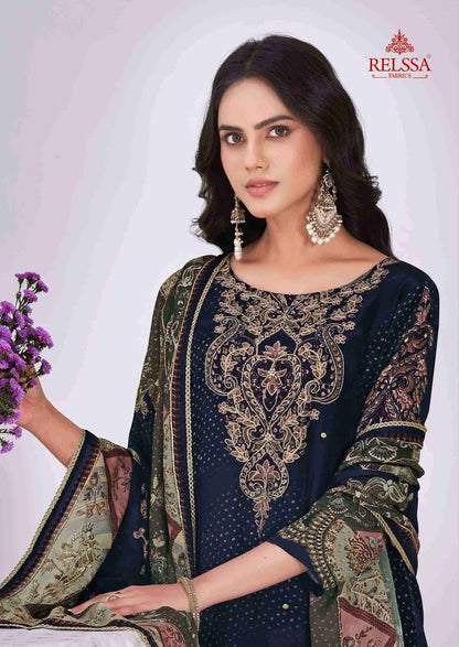 Diyaa Vol 3 Relssa Fabrics Natural Crape Pant Style Suits Wholesale Price