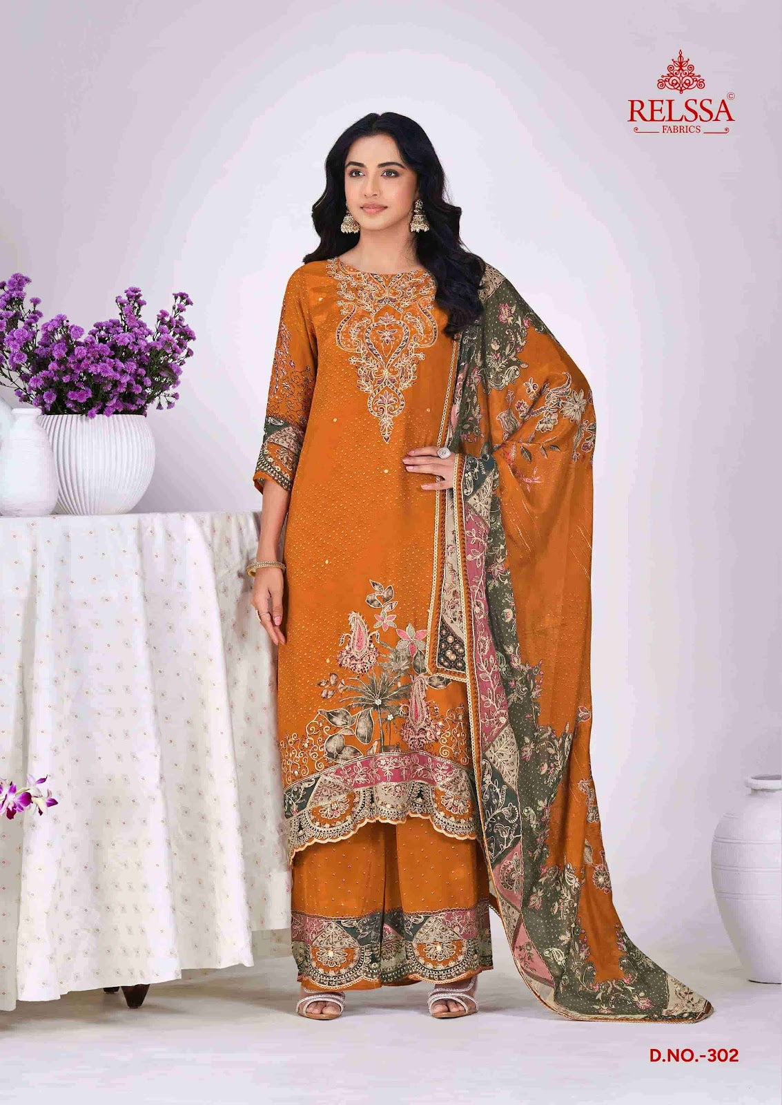 Diyaa Vol 3 Relssa Fabrics Natural Crape Pant Style Suits Wholesale Price