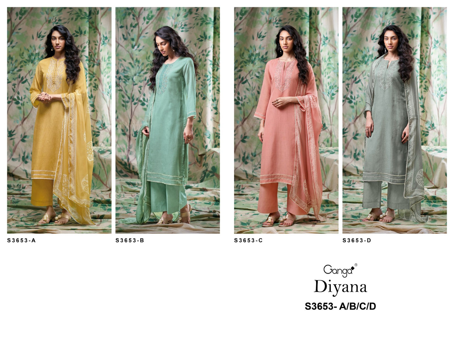 Diyana 3653 Ganga Bemberg Pant Style Suits Manufacturer Gujarat
