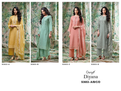 Diyana 3653 Ganga Bemberg Pant Style Suits Manufacturer Gujarat