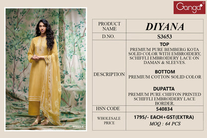 Diyana 3653 Ganga Bemberg Pant Style Suits Manufacturer Gujarat