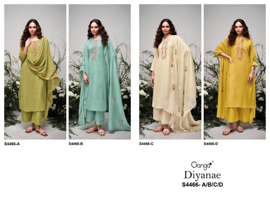 Diyanae 4466 Ganga Mul Plazzo Style Suits Manufacturer Ahmedabad