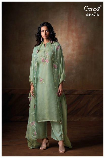 Diyara 4147 Ganga Bemberg Silk Pant Style Suits Exporter
