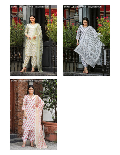 Dk-1004 Stnkn Muslin Cotton Readymade Pant Style Suits Manufacturer India
