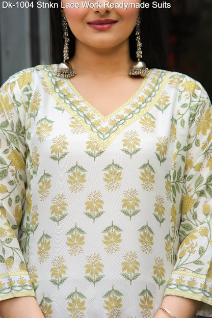 Dk-1004 Stnkn Muslin Cotton Readymade Pant Style Suits Manufacturer India