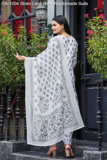 Dk-1004 Stnkn Muslin Cotton Readymade Pant Style Suits Manufacturer India