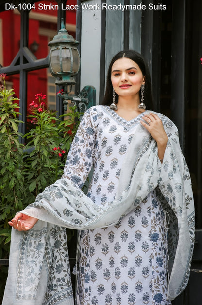 Dk-1004 Stnkn Muslin Cotton Readymade Pant Style Suits Manufacturer India