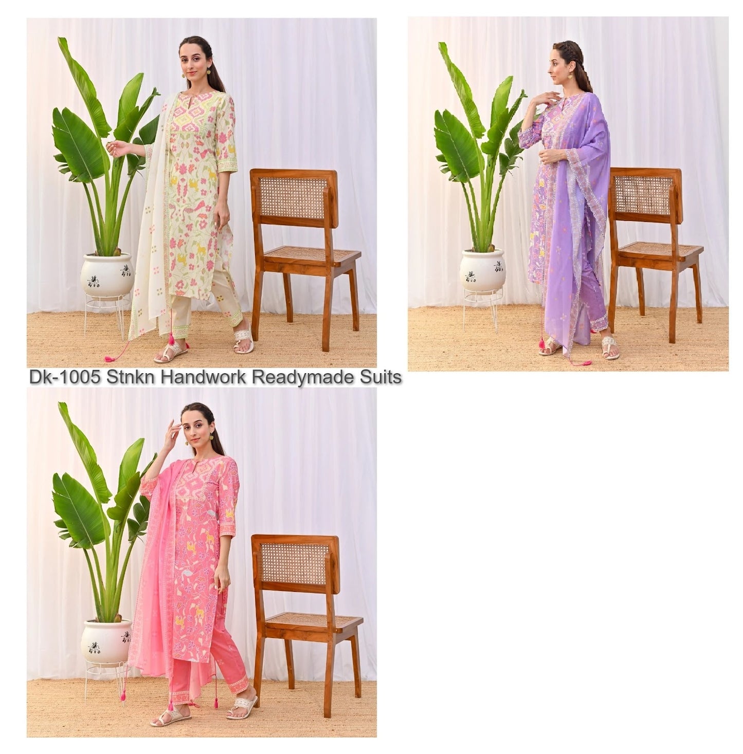 Dk-1005 Stnkn Cotton Readymade Pant Style Suits Exporter India