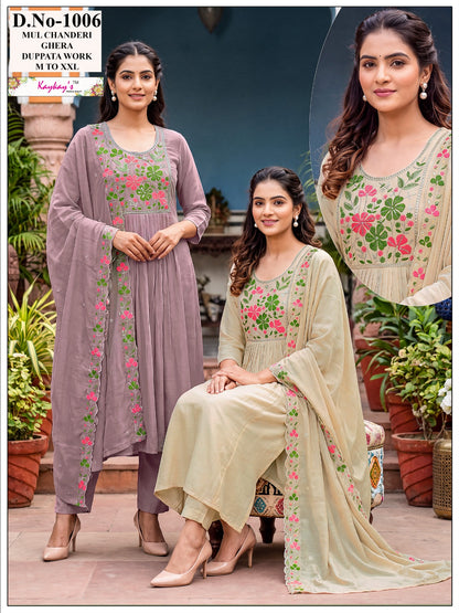 Dn 1001-1006 Kaykay Chanderi Readymade Anarkali Suits Manufacturer India