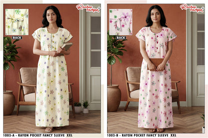 Dn 1001-1009 Ab Ruchee Fashion Rayon Night Gowns Supplier Gujarat