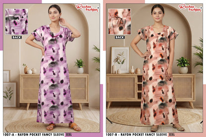 Dn 1001-1009 Ab Ruchee Fashion Rayon Night Gowns Supplier Gujarat