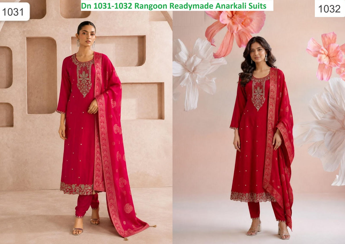 Dn 1031-1032 Rangoon Chinon Readymade Anarkali Suits Exporter India