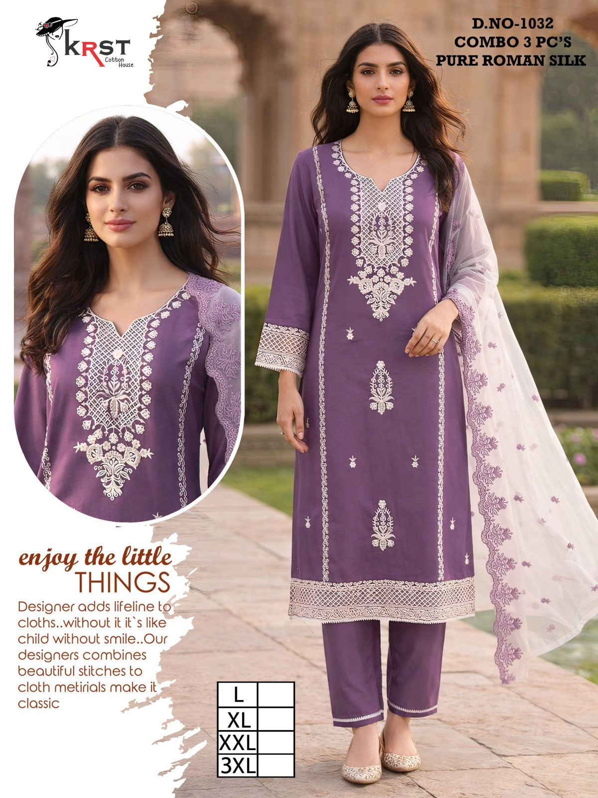 Dn 1032 Krst Roman Silk Readymade Pant Style Suits Exporter India