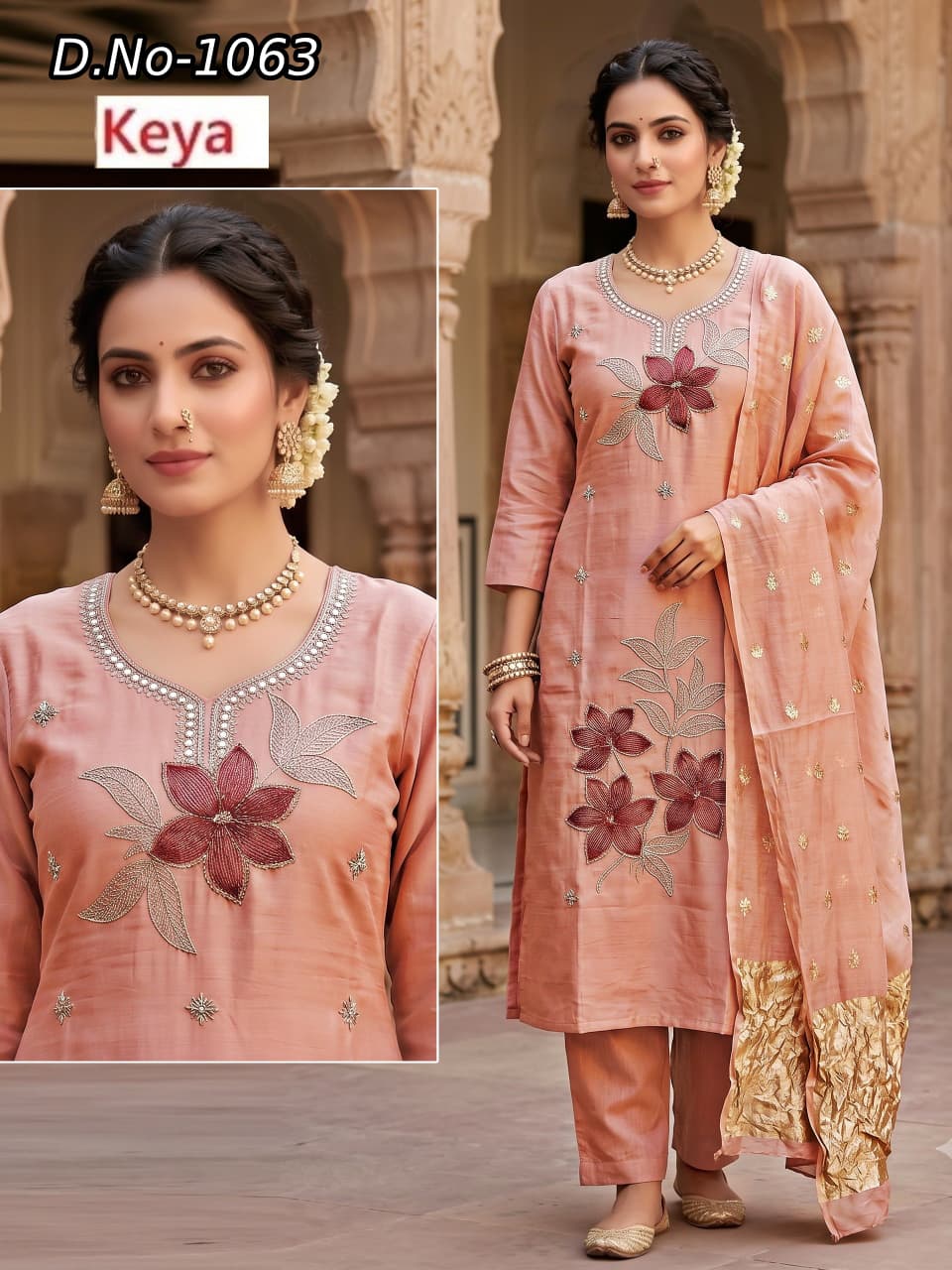 Dn 1056-1063 Keya Chanderi Readymade Pant Style Suits Exporter Gujarat