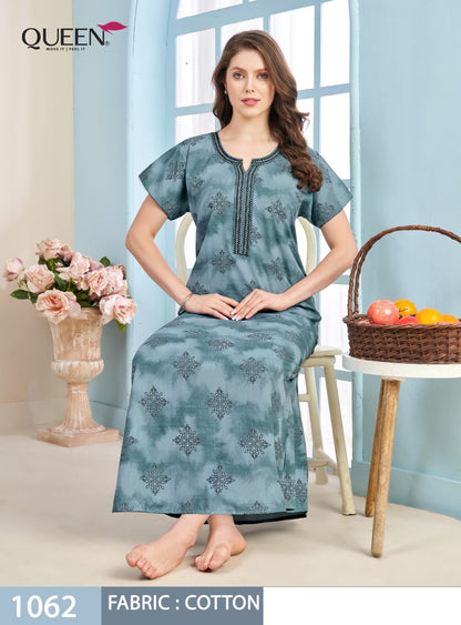 Dn 1062-1069 Queen Cotton Night Gowns Manufacturer Gujarat