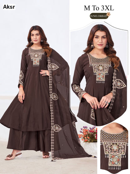 Dn 1068 Aksr Mul Chanderi Readymade Anarkali Suits Supplier Gujarat