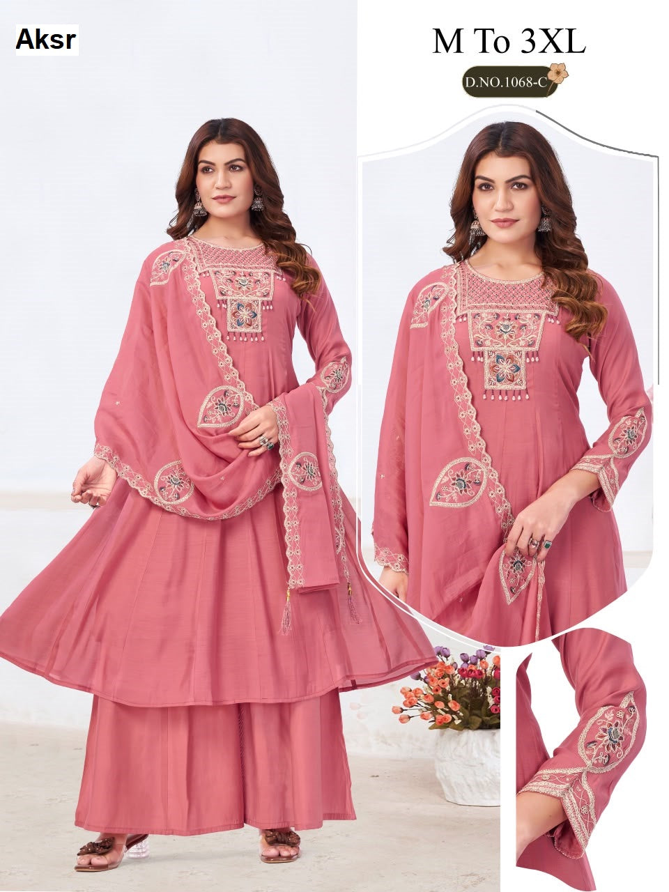 Dn 1068 Aksr Mul Chanderi Readymade Anarkali Suits Supplier Gujarat