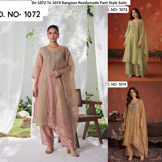 Dn 1072 To 1074 Rangoon Salsa Readymade Pant Style Suits Exporter