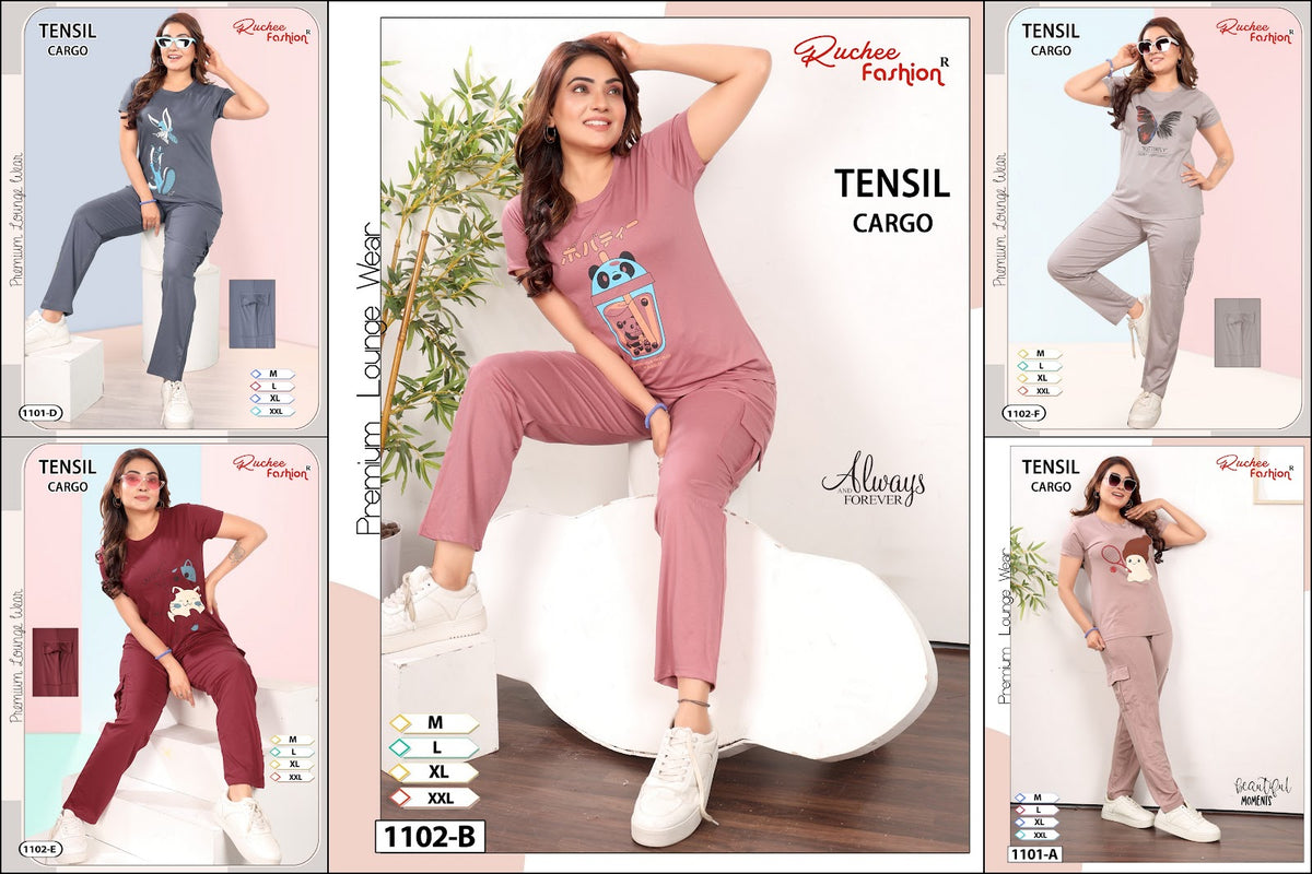 Dn 1101-1102 Cargo Ruchee Fashion Tencil Pyjama Night Suits Supplier India