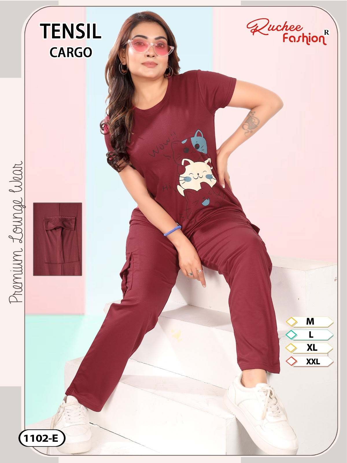 Dn 1101-1102 Cargo Ruchee Fashion Tencil Pyjama Night Suits Supplier India