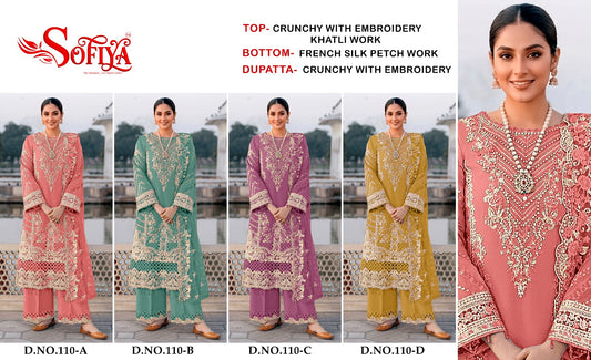 Dn 110 Abcd Sofiya Crunchy Pakistani Salwar Suits Exporter