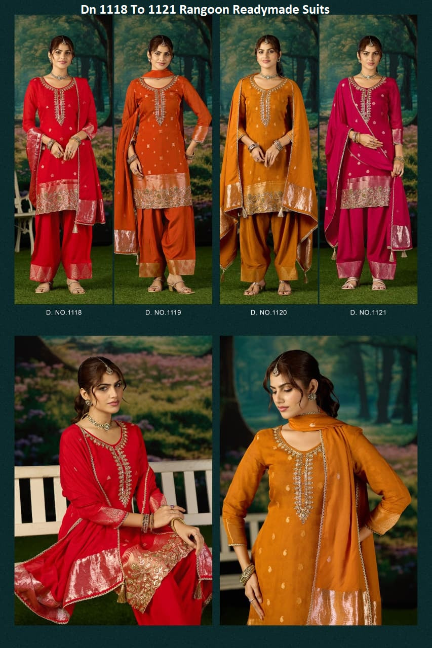 Dn 1118 To 1121 Rangoon Organza Readymade Suits Exporter