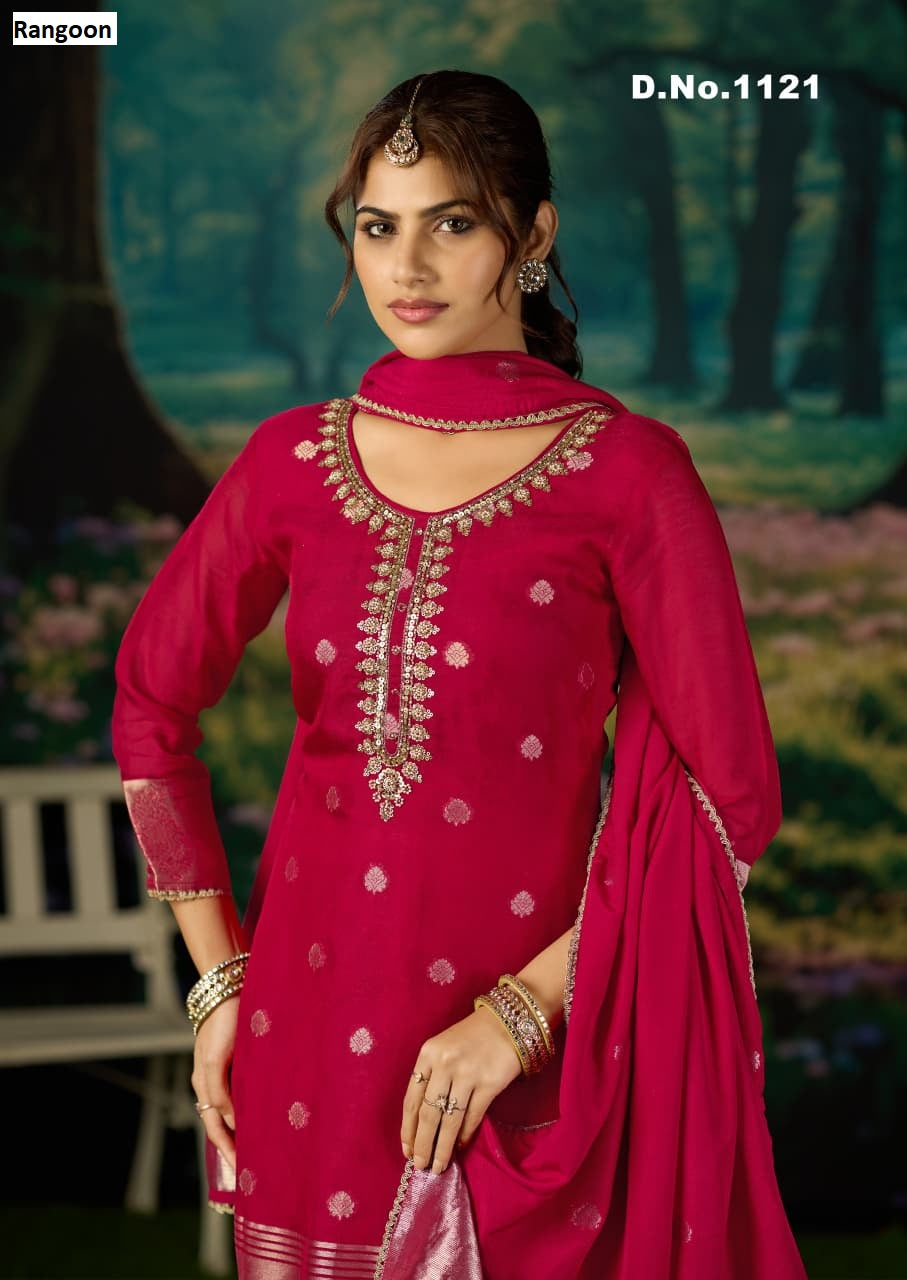 Dn 1118 To 1121 Rangoon Organza Readymade Suits Exporter
