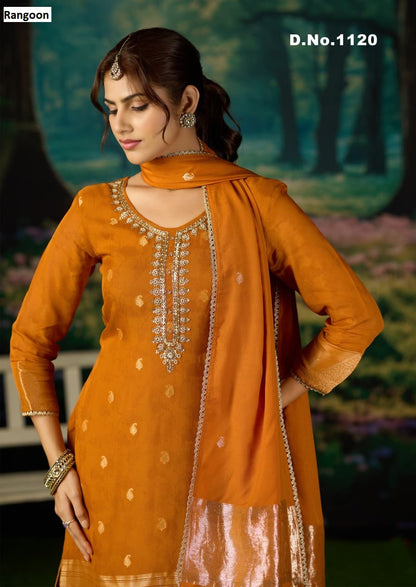 Dn 1118 To 1121 Rangoon Organza Readymade Suits Exporter