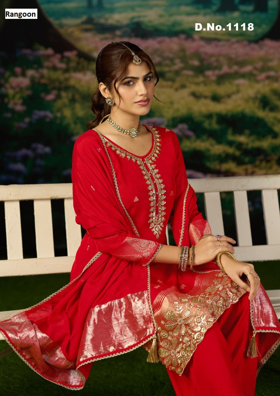 Dn 1118 To 1121 Rangoon Organza Readymade Suits Exporter