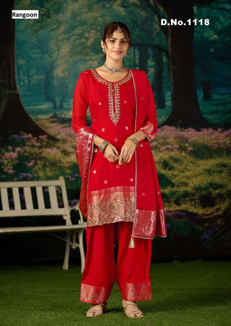Dn 1118 To 1121 Rangoon Organza Readymade Suits Exporter