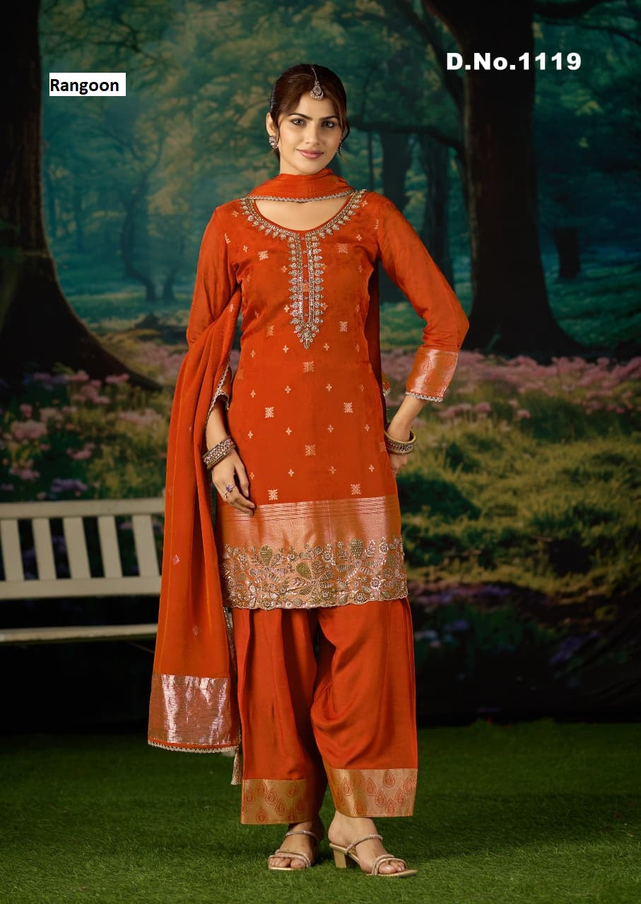 Dn 1118 To 1121 Rangoon Organza Readymade Suits Exporter